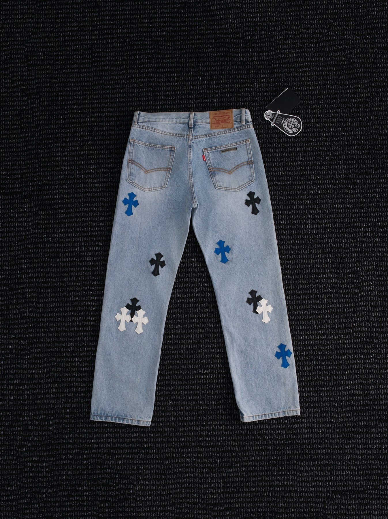 Chrome Hearts Cross Patch Light Blue Denim Jeans — back