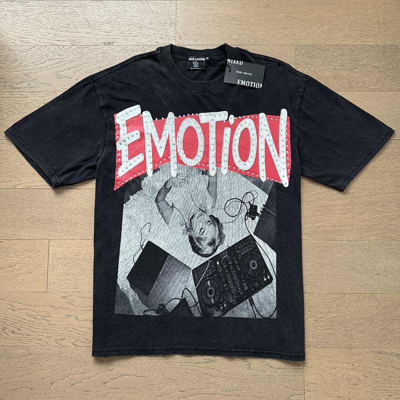 MIXED EMOTION Rhinestone Graphic T-Shirt — front
