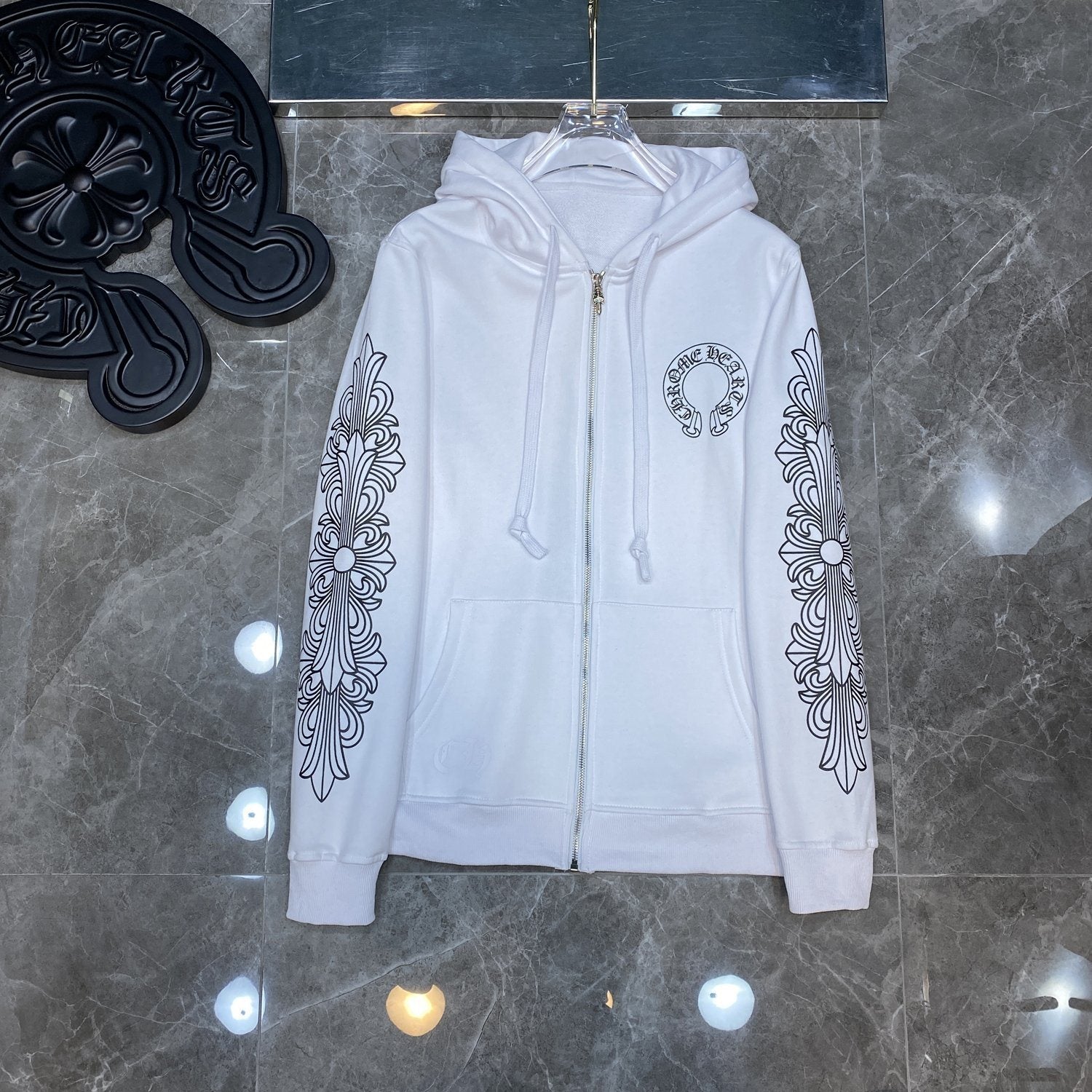 Chrome Hearts Horseshoe Graphic Zip Hoodie — front