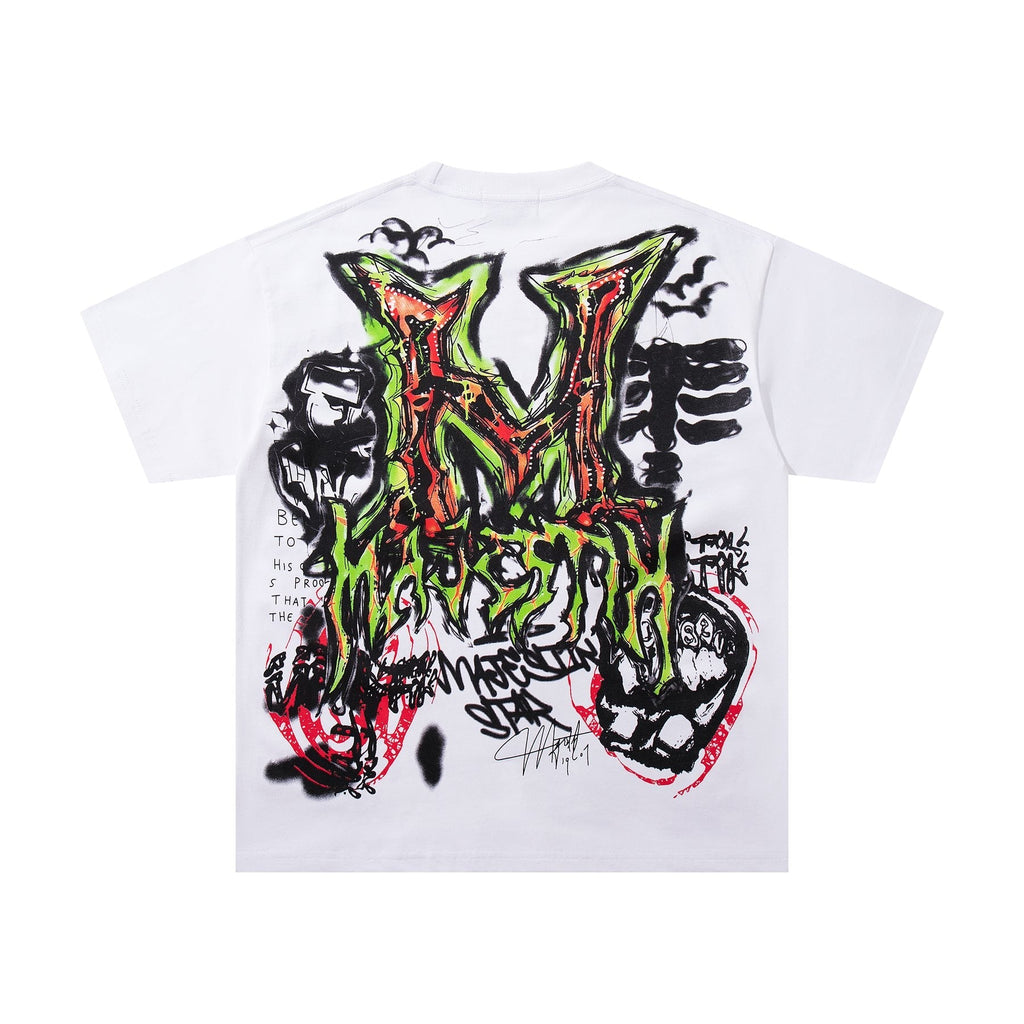 MAJESTIK Distressed Rhinestone Graphic Short-Sleeve T-Shirt — back