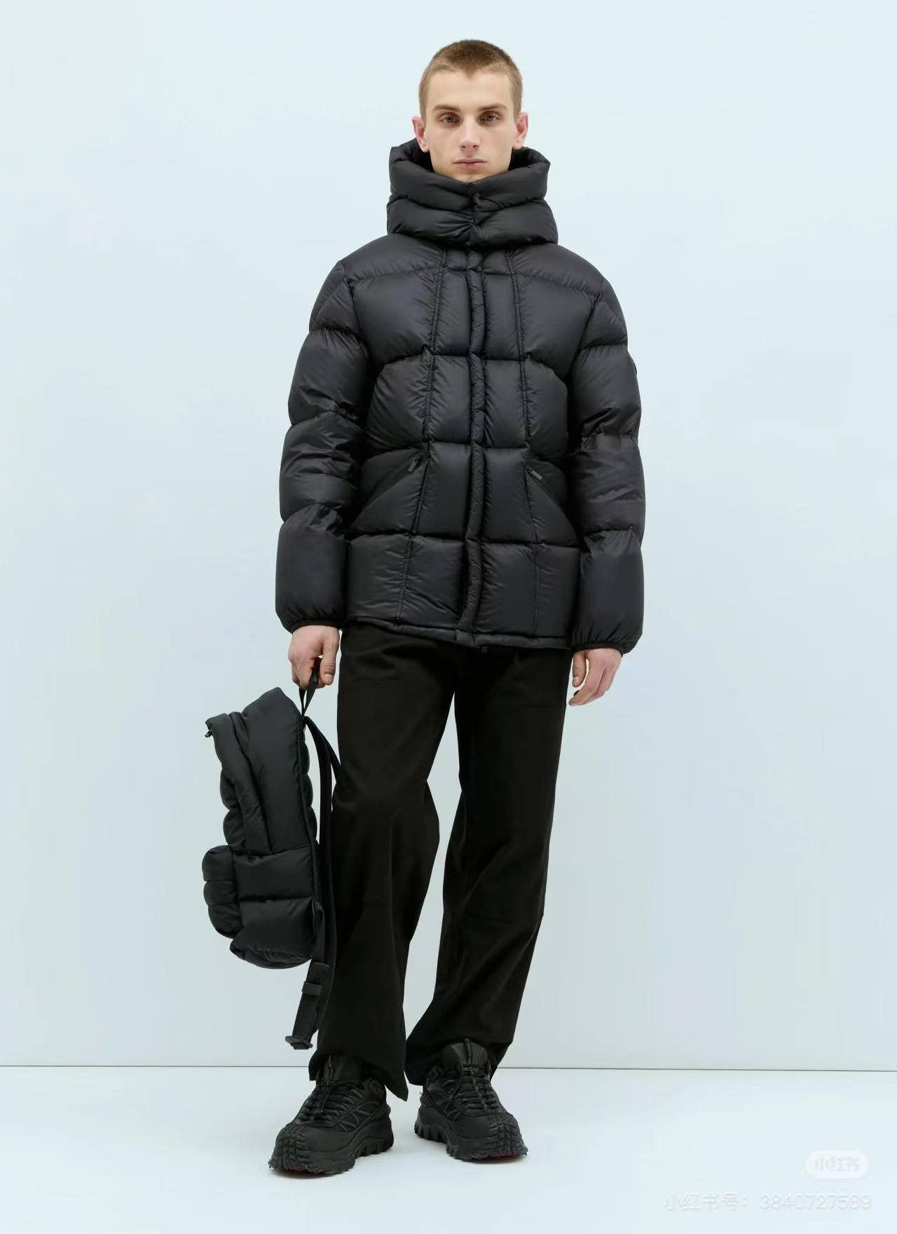 Moncler Black Hooded Puffer Coat — hero