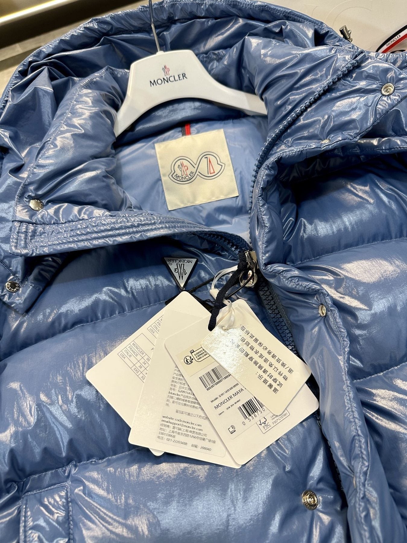 Moncler Maya Hooded Puffer Coat — hang_tag