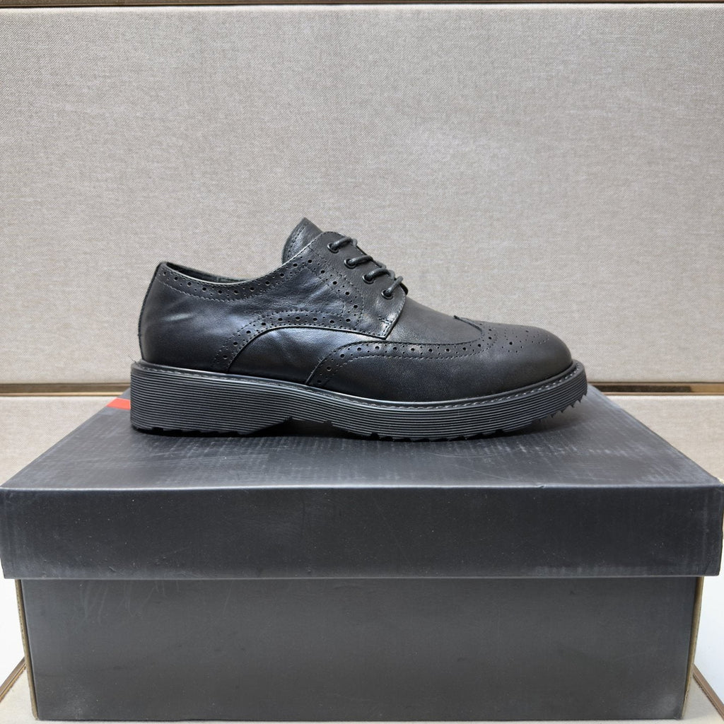 Prada Black Brogue Lace-Up Shoes — side