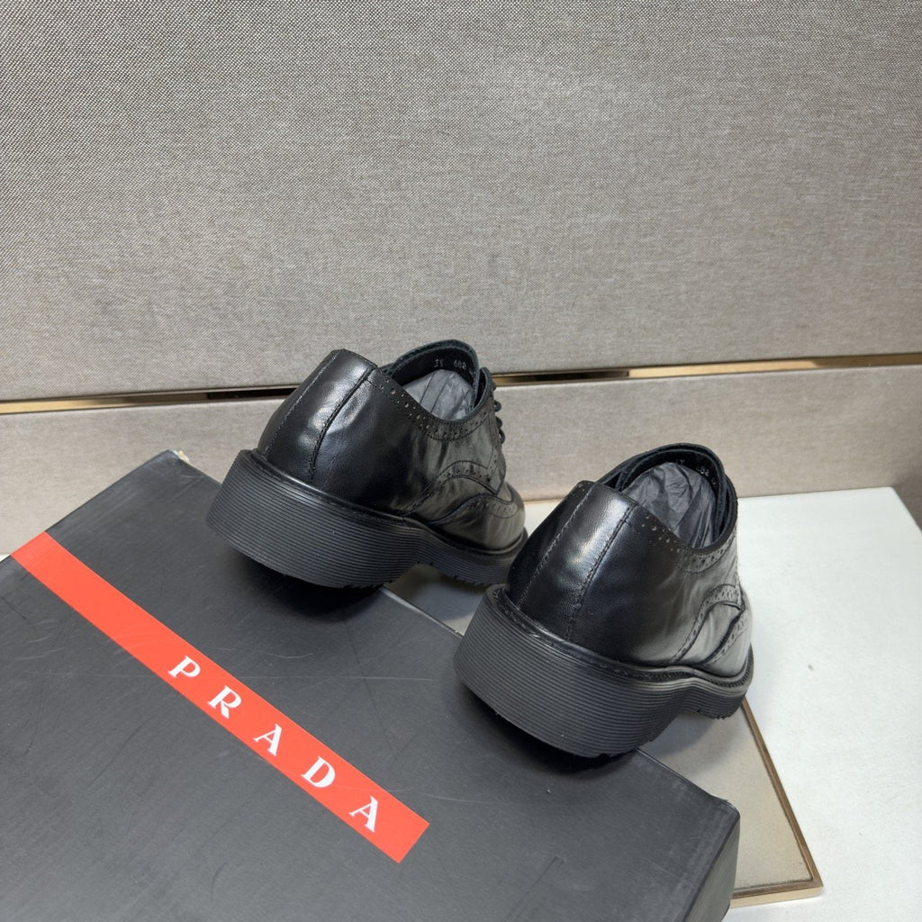 Prada Black Brogue Lace-Up Shoes — back