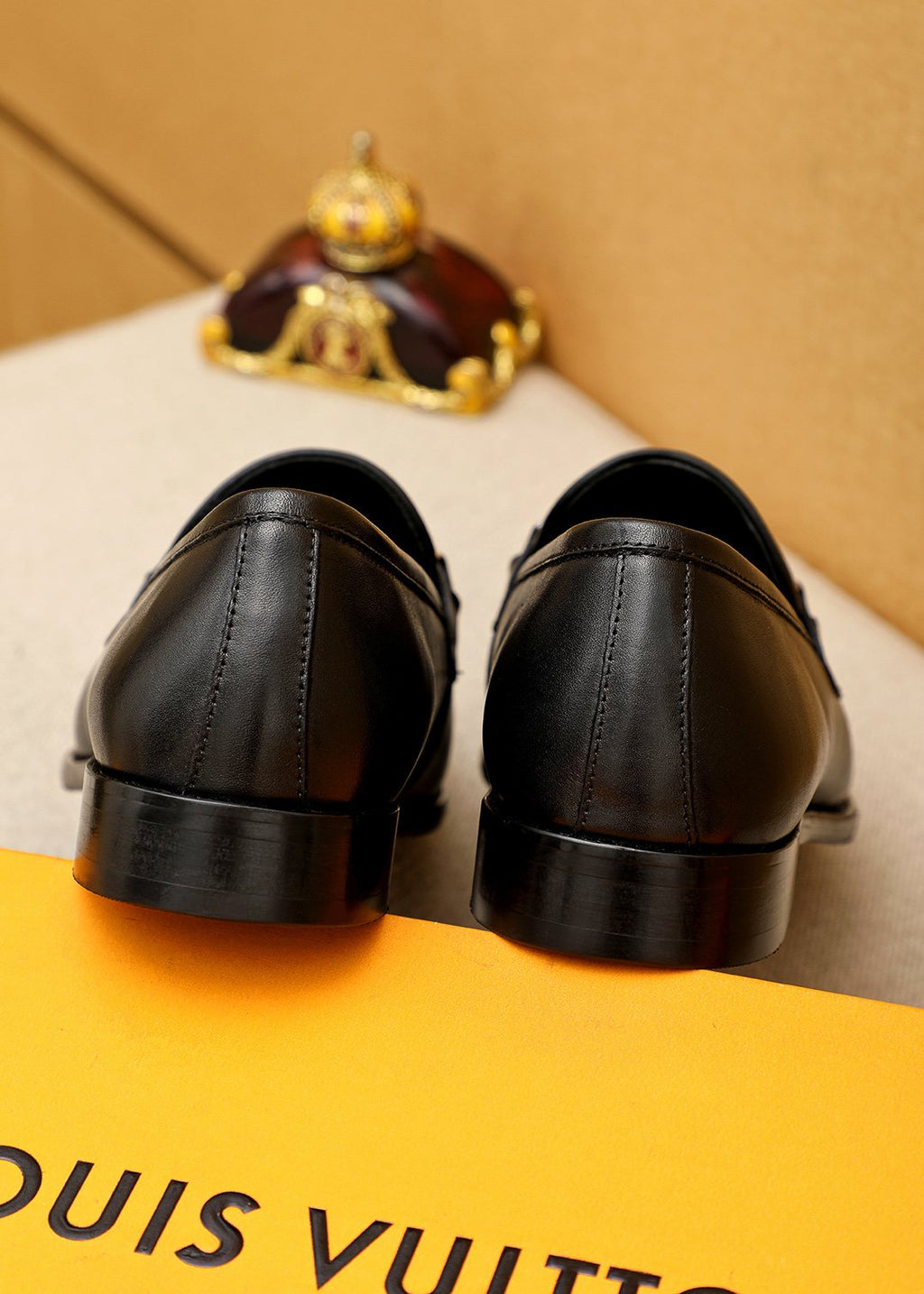 Louis Vuitton Black Leather Loafers — back