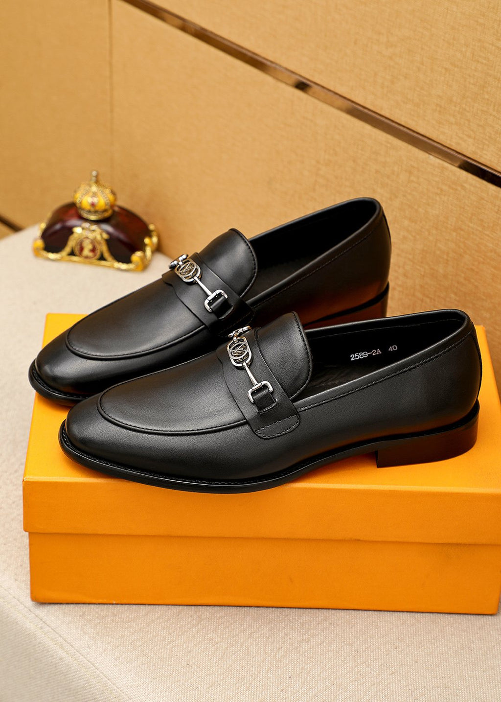Louis Vuitton Black Leather Loafers — front