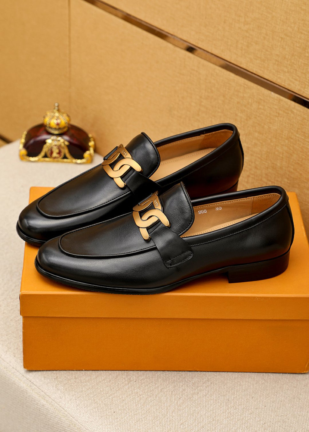 Tod's Black Gold-Hardware Loafers — front