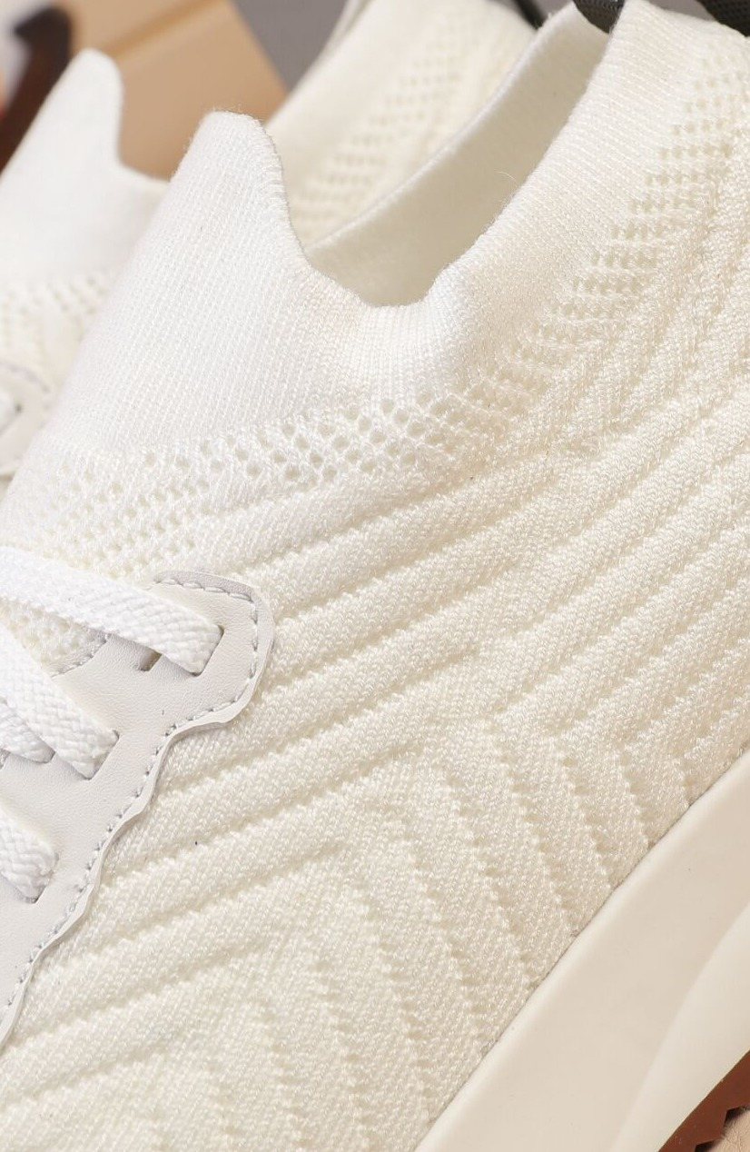 Brunello Cucinelli White Knit Sneakers — detail