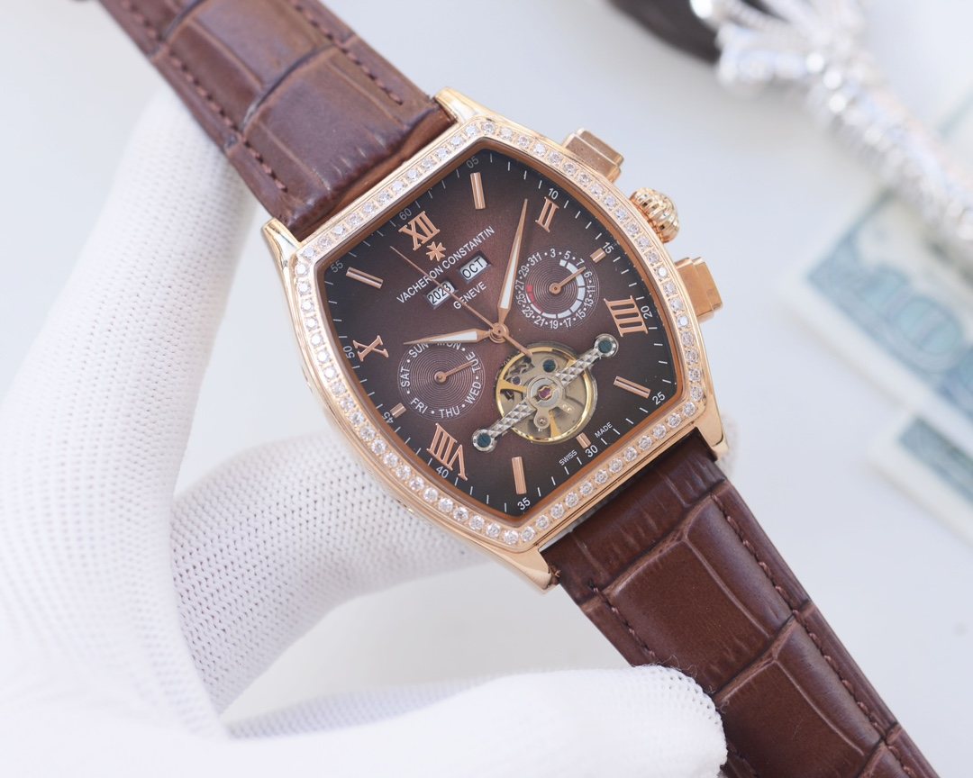 Vacheron Constantin Rose Gold Brown Dial Strap Watch — hero