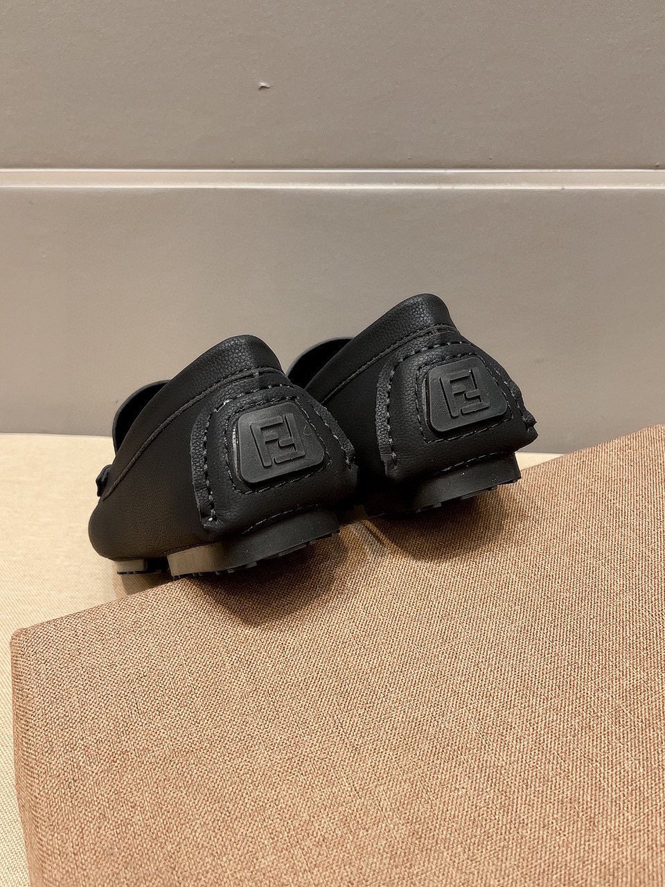 Fendi Black Yellow Accent Loafers — back