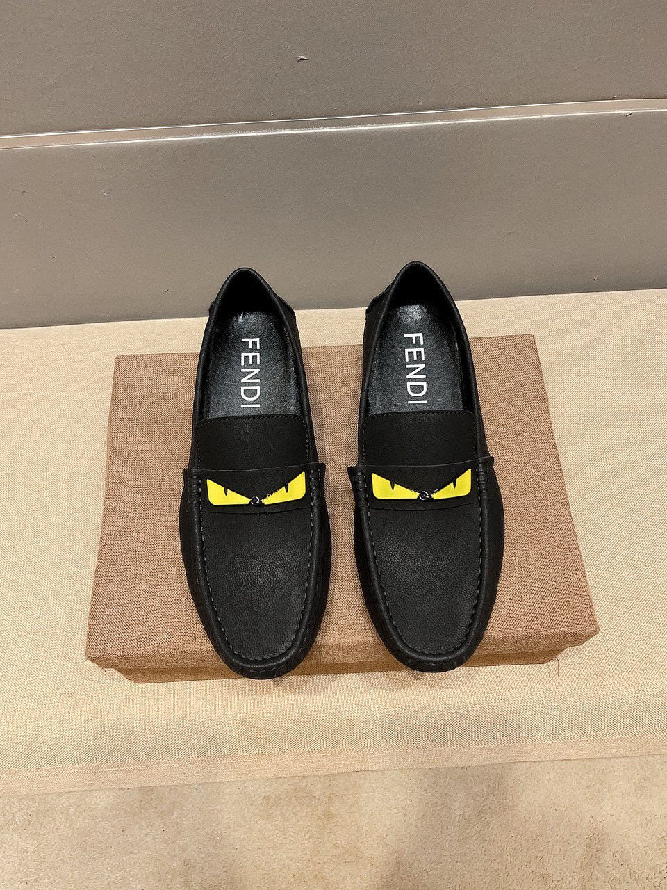 Fendi Black Yellow Accent Loafers — hero