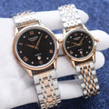 Longines Rose Gold Silver Black Dial Bracelet Watch — hero