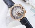 Cartier Rose Gold Black Silver Dial Leather Strap Watch — hero