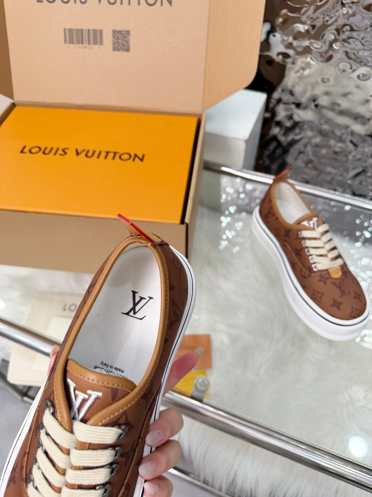 Louis Vuitton Brown Monogram Low-Top Sneakers — detail