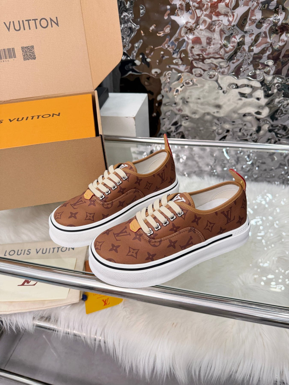 Louis Vuitton Brown Monogram Low-Top Sneakers — front