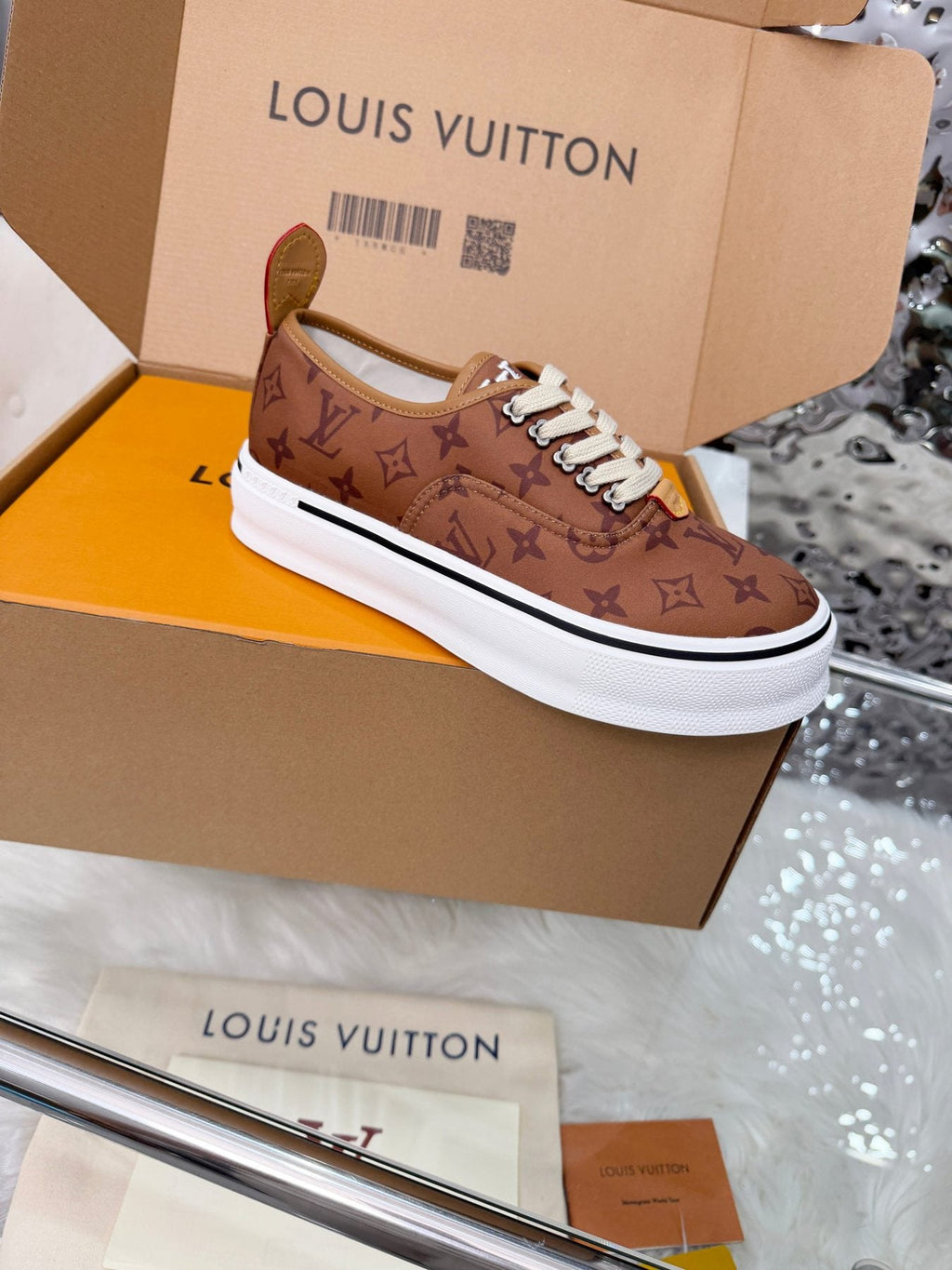Louis Vuitton Brown Monogram Low-Top Sneakers — front