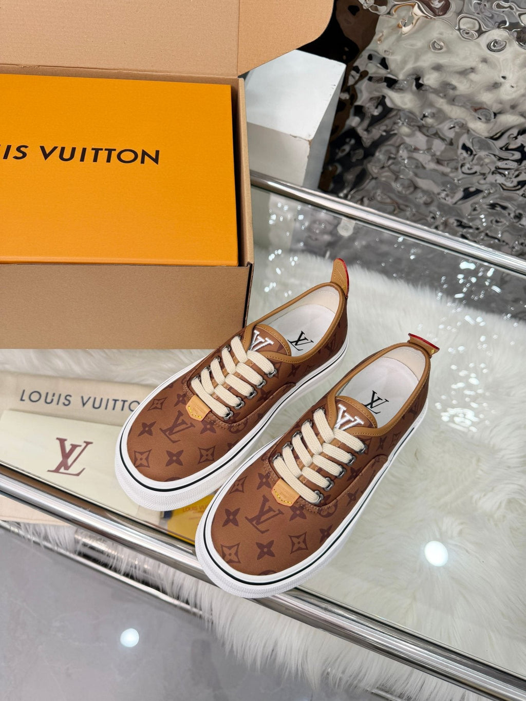 Louis Vuitton Brown Monogram Low-Top Sneakers — side