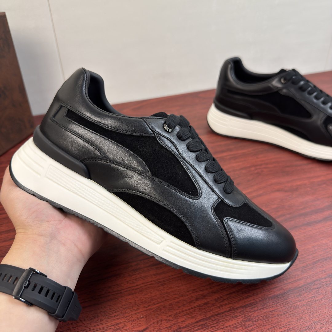 Stefano Ricci Black Paneled Sneakers — side