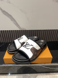 Louis Vuitton Brown Patterned Slide Sandals — hero
