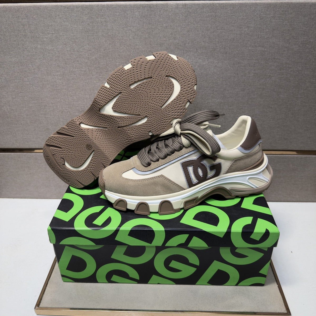 Dolce & Gabbana Taupe Chunky Sole Sneakers — detail