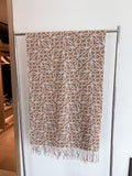 LOEWE Khaki Brown Jacquard Fringed Scarf — hero