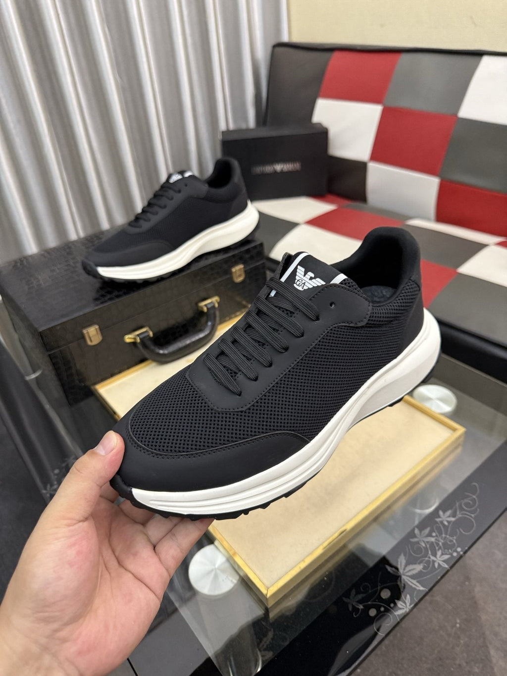 Emporio Armani Black Low-Top Sneakers — model