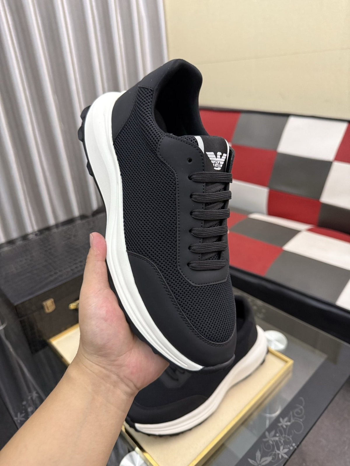 Emporio Armani Black Low-Top Sneakers — model