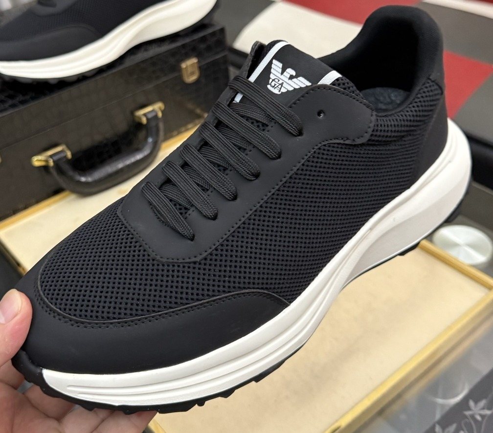 Emporio Armani Black Low-Top Sneakers — front