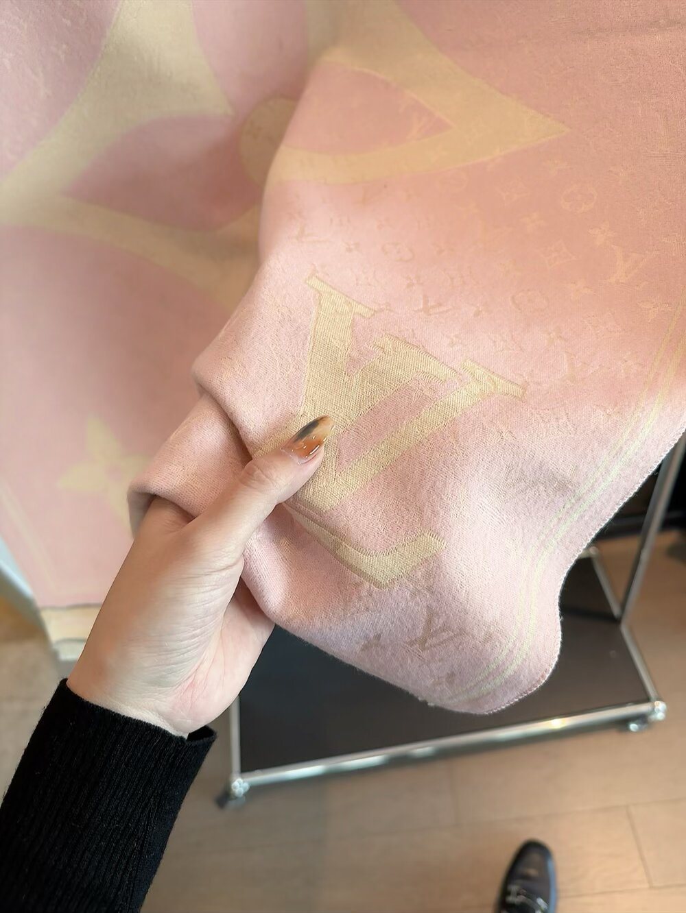 Louis Vuitton Monogram Floral Fringe Scarf — detail