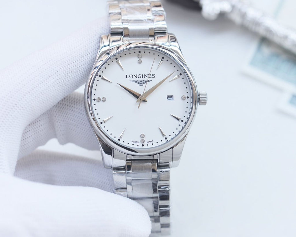 Longines Silver White Dial Watch — front