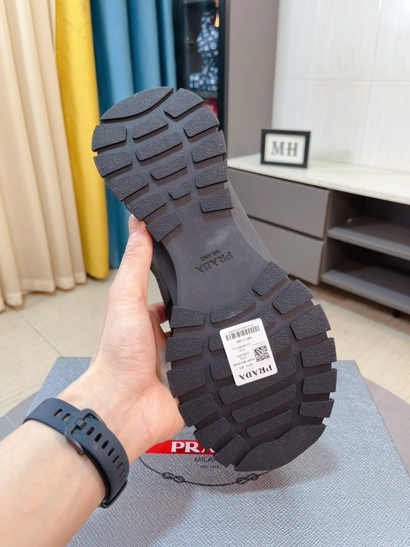Prada Black and Charcoal Mesh Sneakers — side