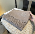Loewe Taupe Gray Fringed Scarf — hero