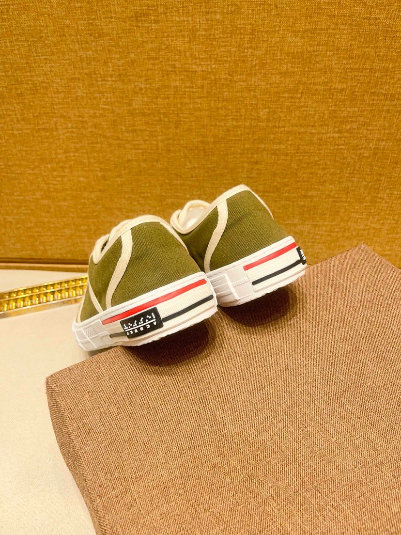 Olive Green and White Low-Top Sneakers — back