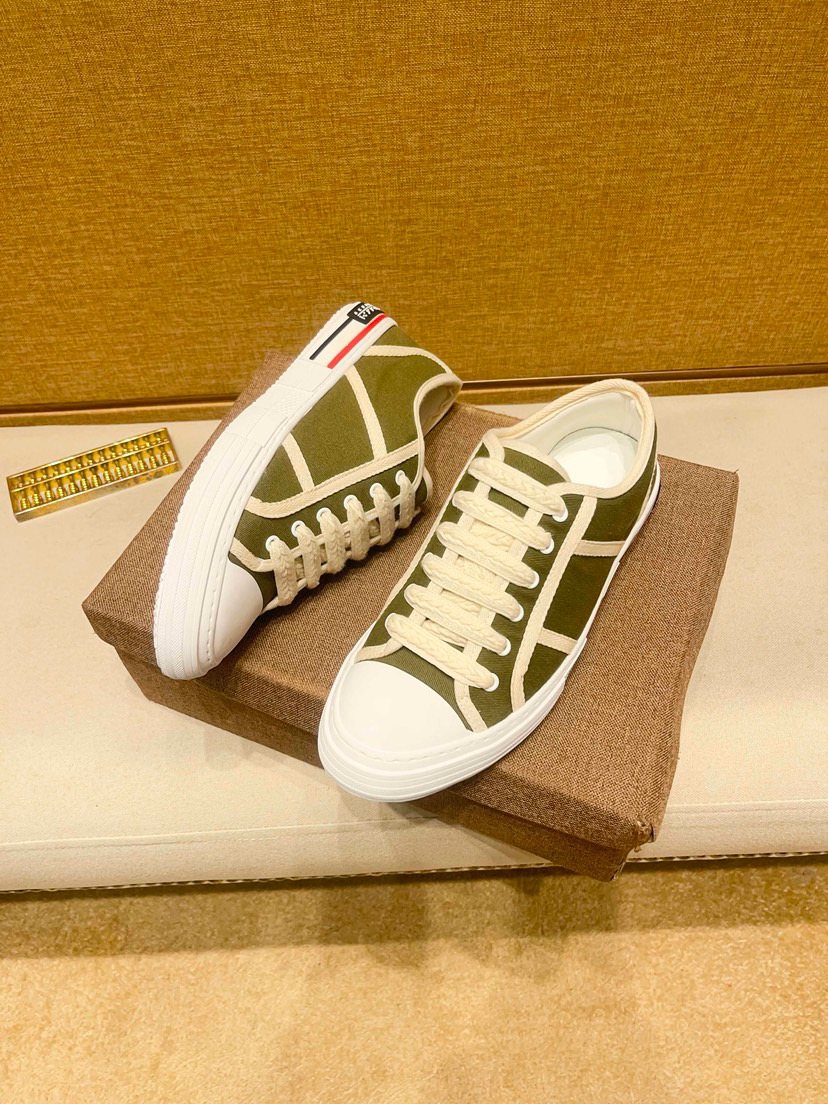 Olive Green and White Low-Top Sneakers — hero