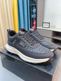 Hugo Boss Dark Gray Woven Panel Sneakers — front