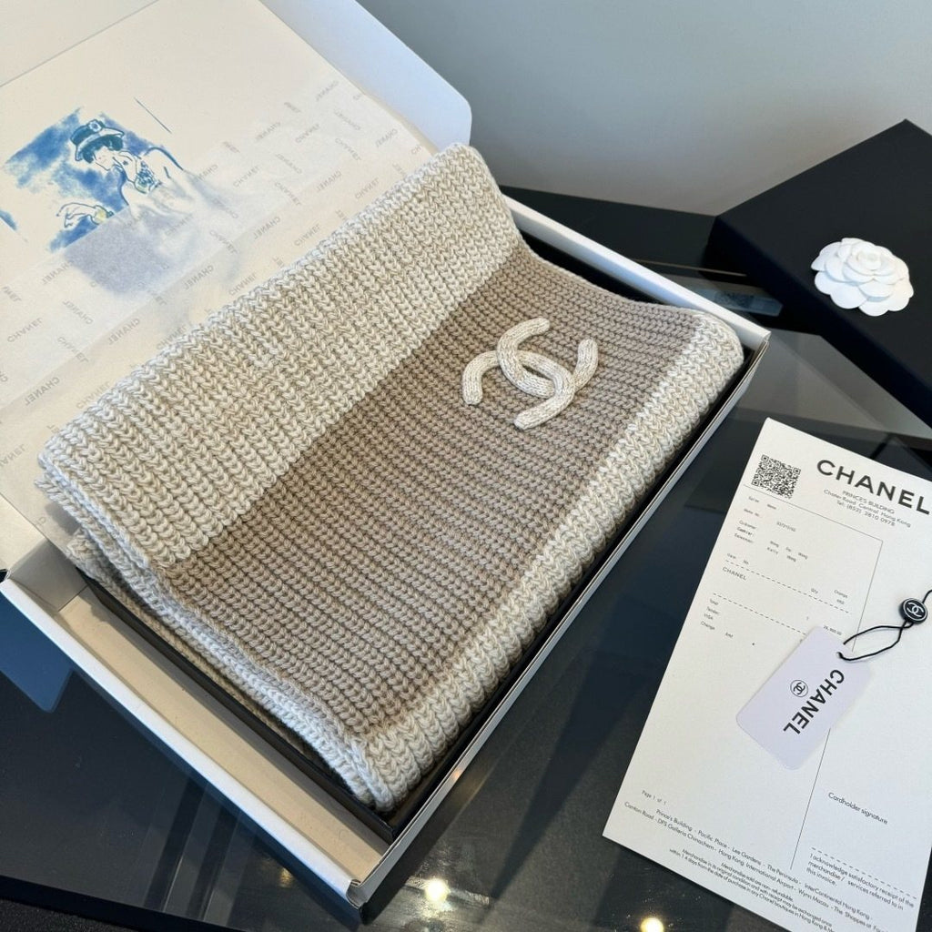 Chanel Two-Tone Knit Scarf — front