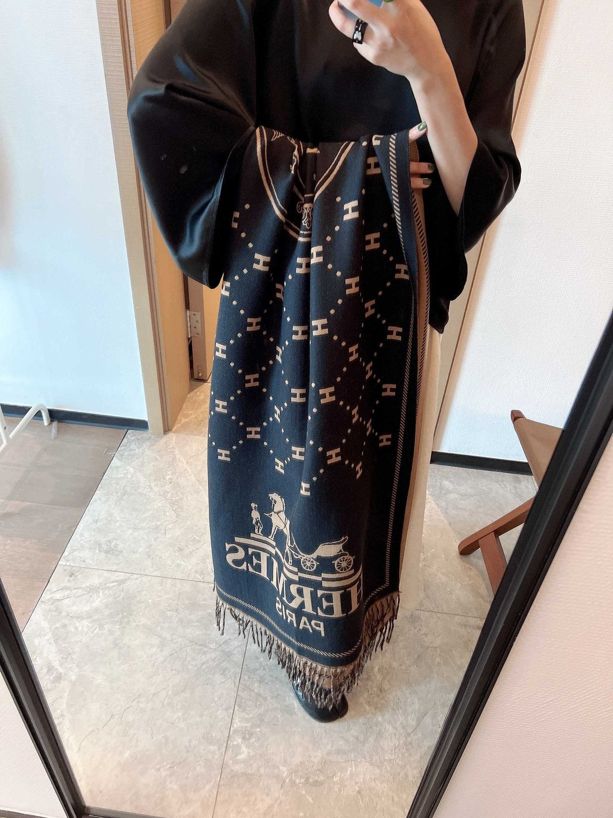Hermès Fringed Logo Scarf — model