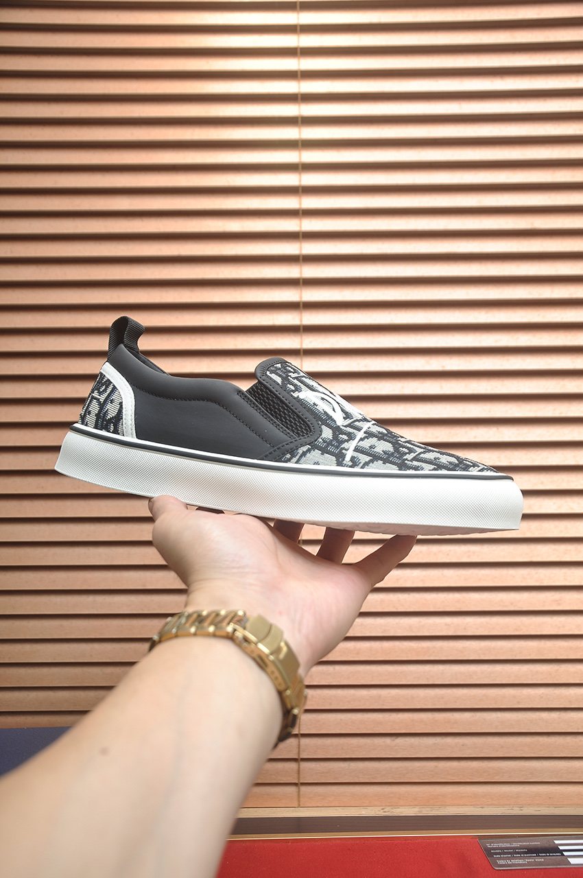 Dior Patterned Slip-On Sneakers — side