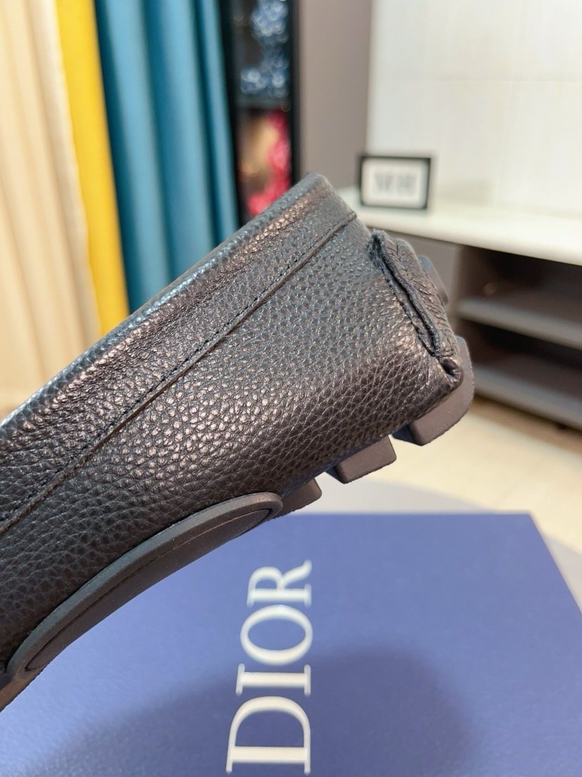 Dior Textured Moc-Toe Loafers — detail
