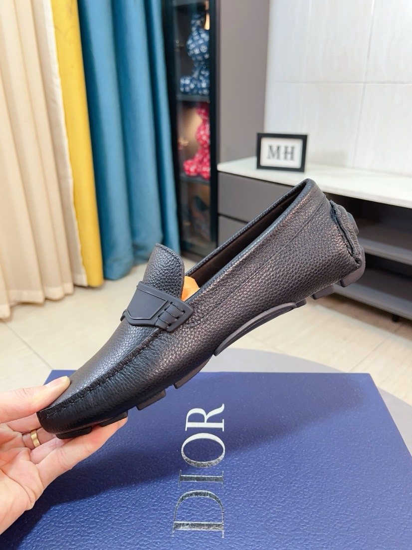 Dior Textured Moc-Toe Loafers — front