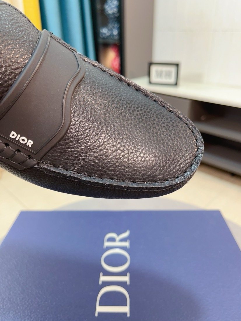 Dior Textured Moc-Toe Loafers — detail