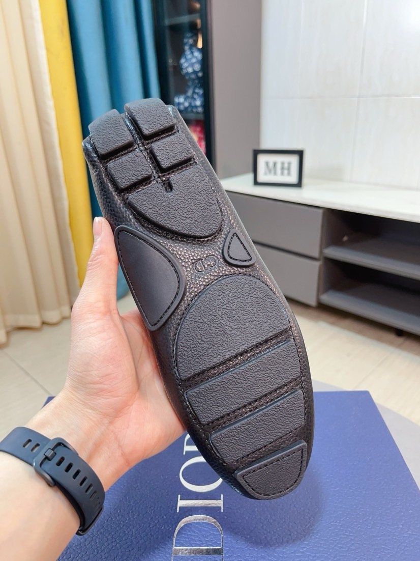 Dior Textured Moc-Toe Loafers — side