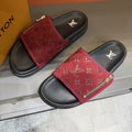 Louis Vuitton Red and Black Zipper Slide Sandals — hero