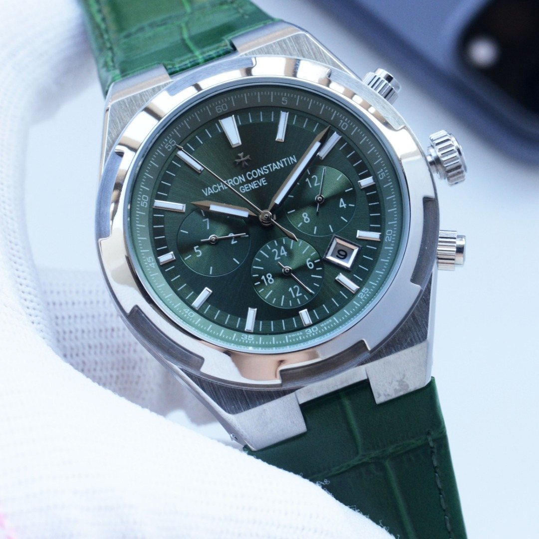 Vacheron Constantin Silver Green Dial Strap Watch — hero