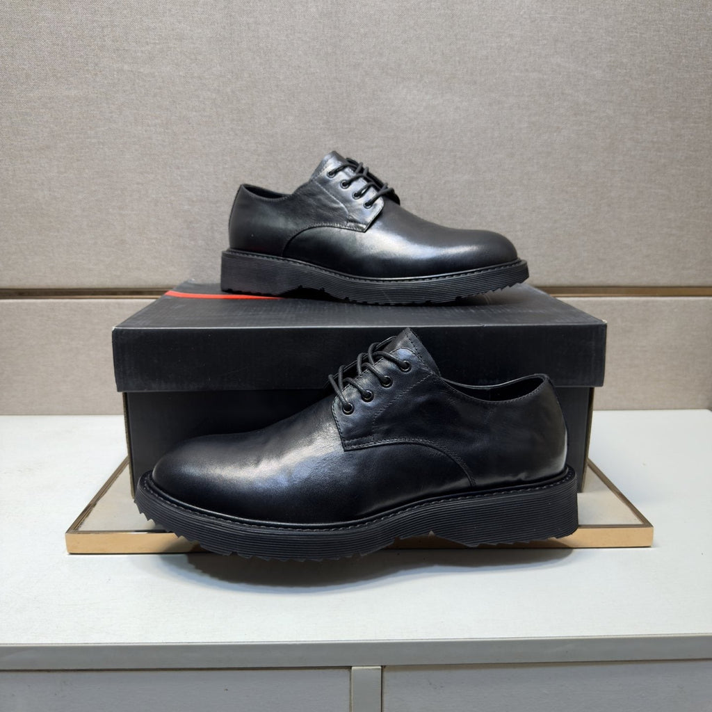 Prada Black Lace-Up Dress Shoes — front