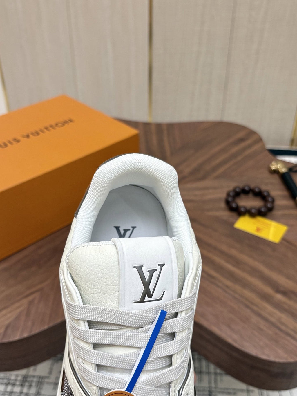 Louis Vuitton White, Gray & Blue Sneakers — hero