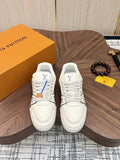 Louis Vuitton White, Gray & Blue Sneakers — front
