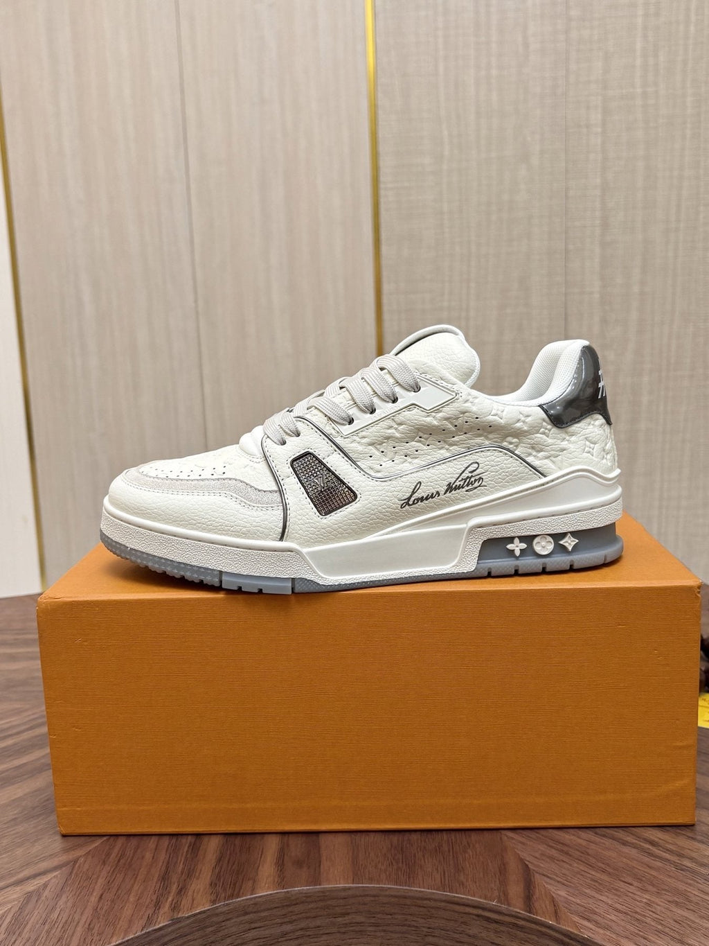 Louis Vuitton White, Gray & Blue Sneakers — detail
