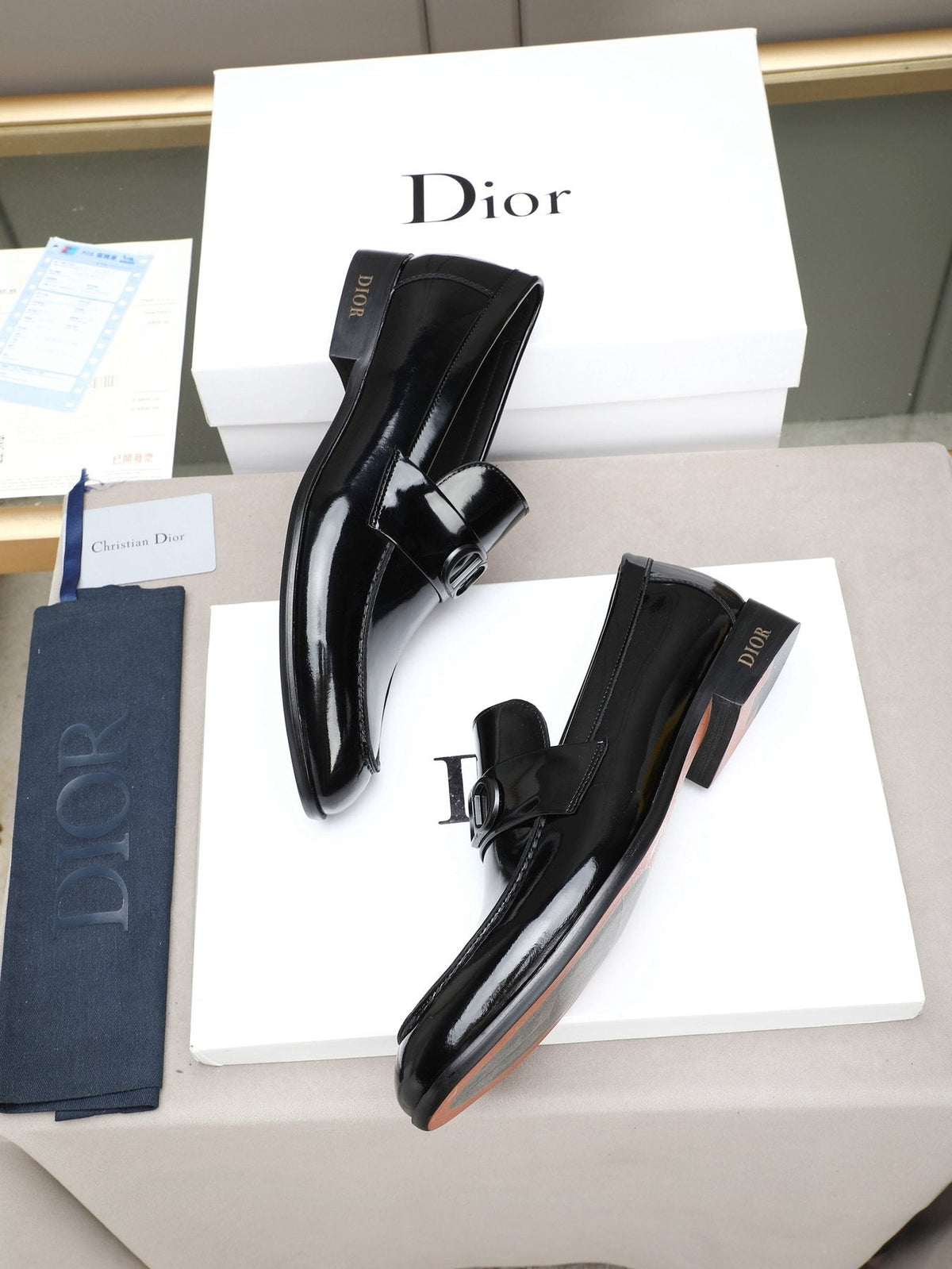 Dior Black Patent Leather Loafers — front