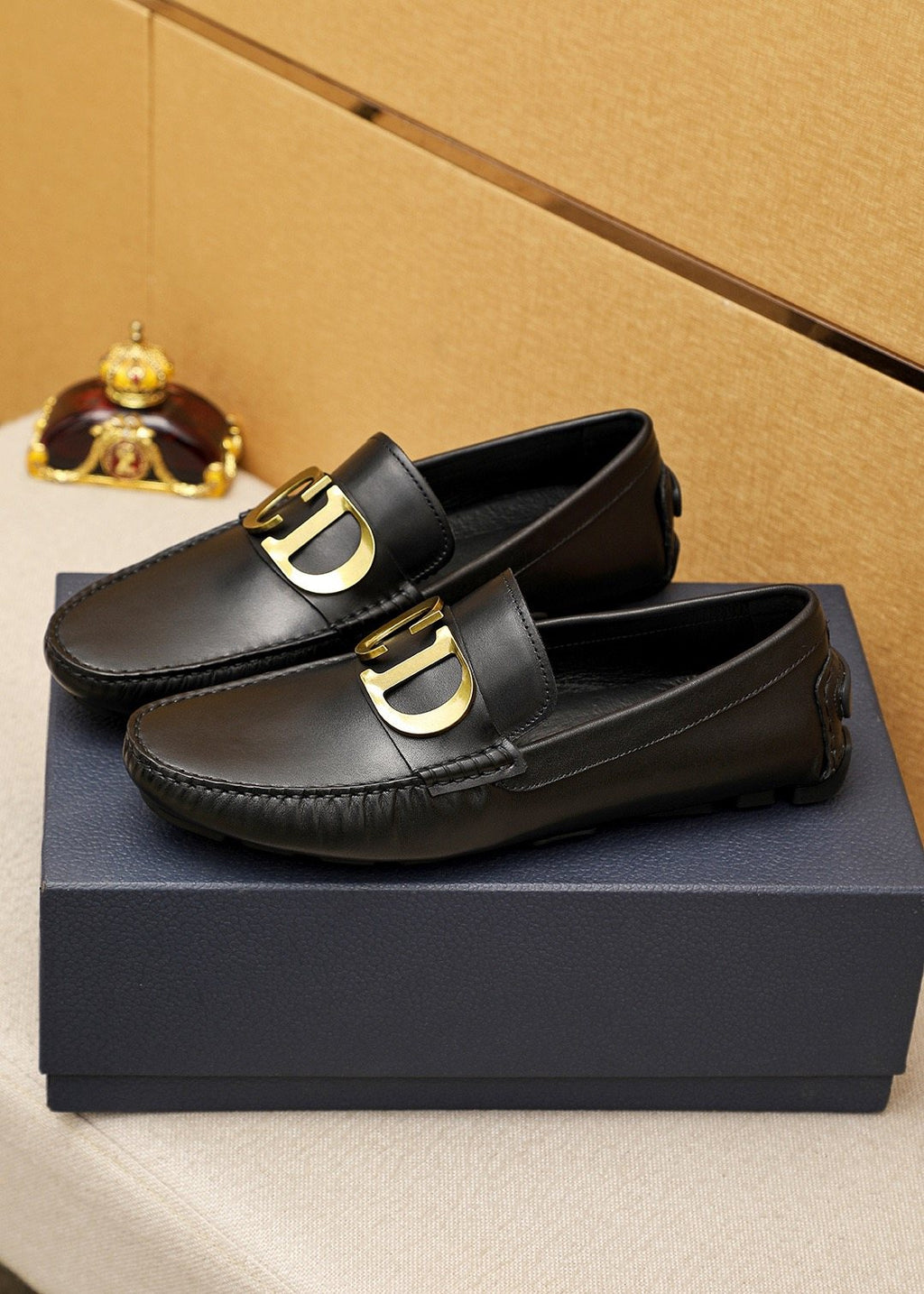 Dior Black Gold-Tone Hardware Loafers — front
